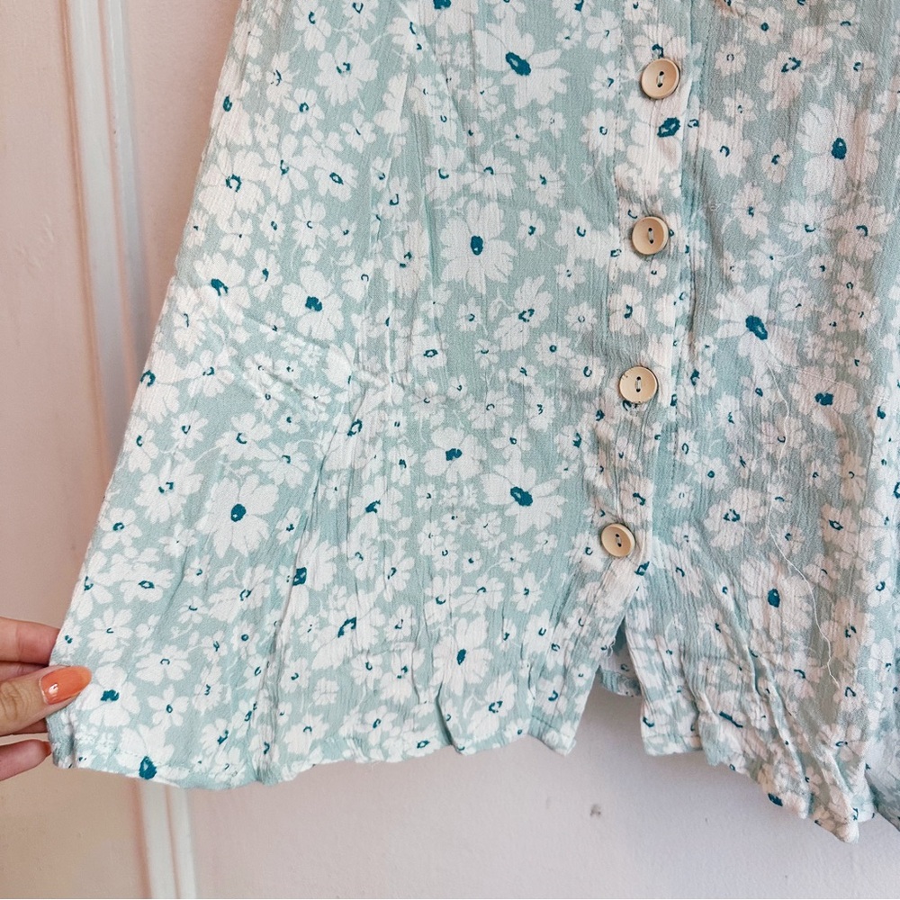 Vintage 90s sports lace back Floral Button-Down Dress in Light Blue small - Picture 3 of 5